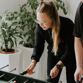 Roksana Kozaryna, Red Sky COO, playing table football